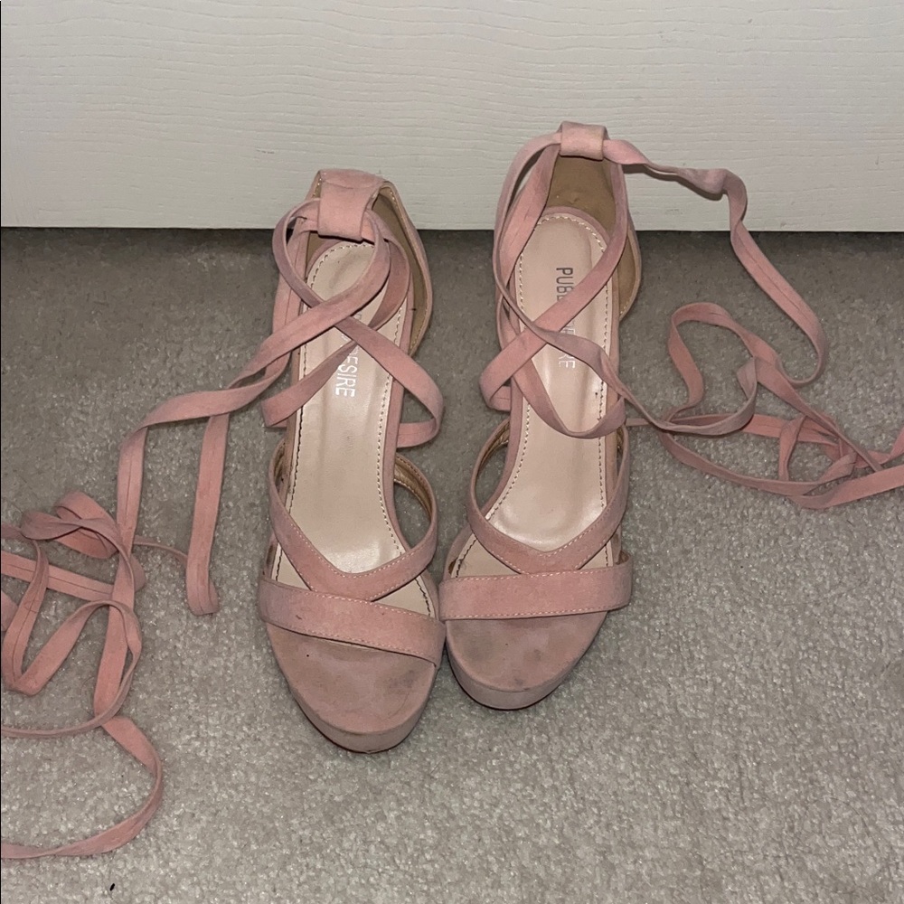 Public Desire Pink Lace-Up Heels